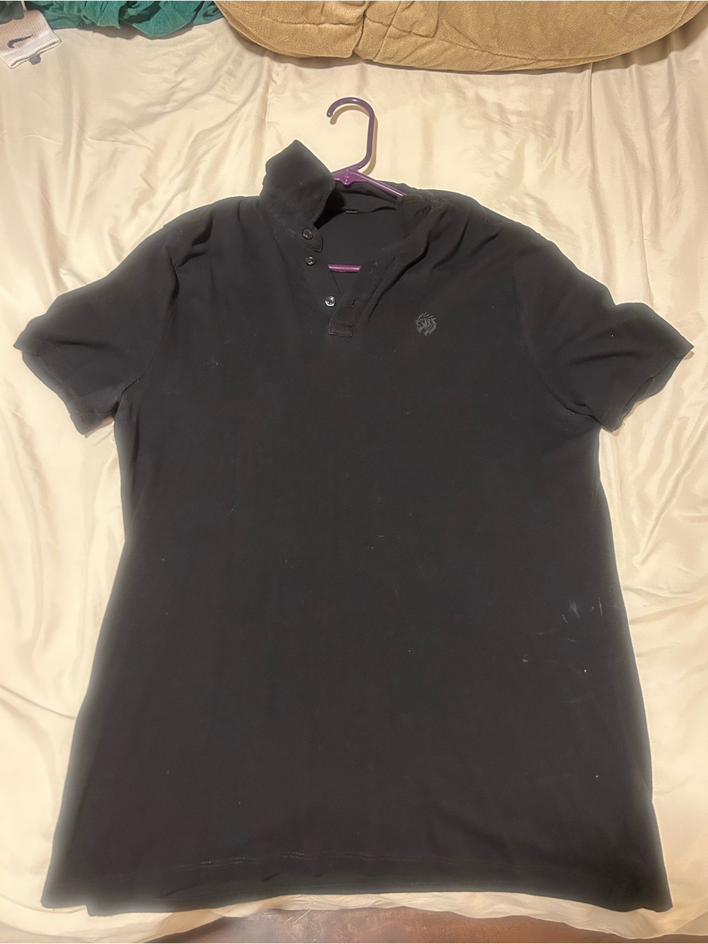 Express Men's Black Polo with Embroidered Chest Logo